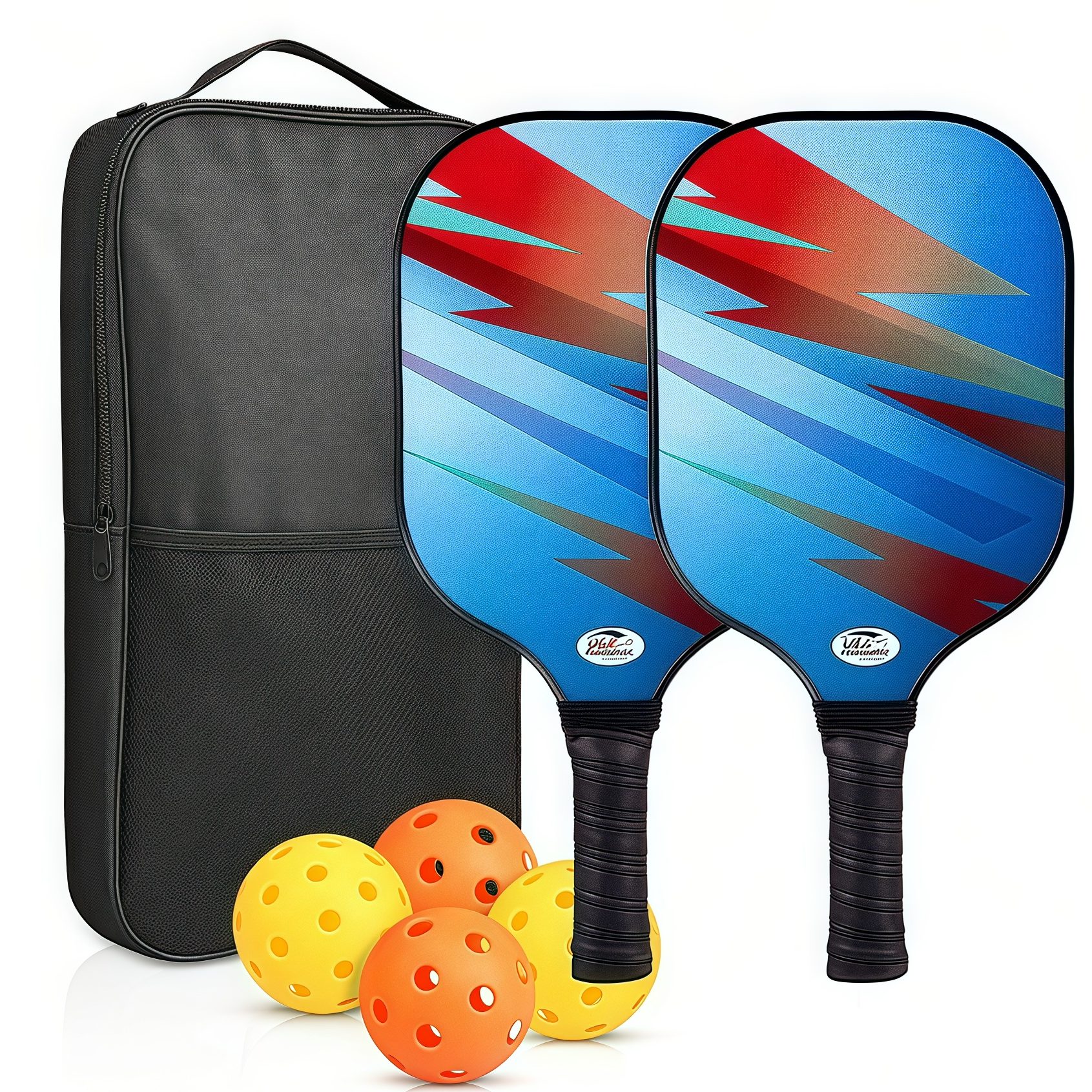 Fiberglass Pickball Set, Pickleball Set with 2 Pickleball Rackets, Mesh Bag and 4 Ball, Pickleball Paddles Set ​for Men Women