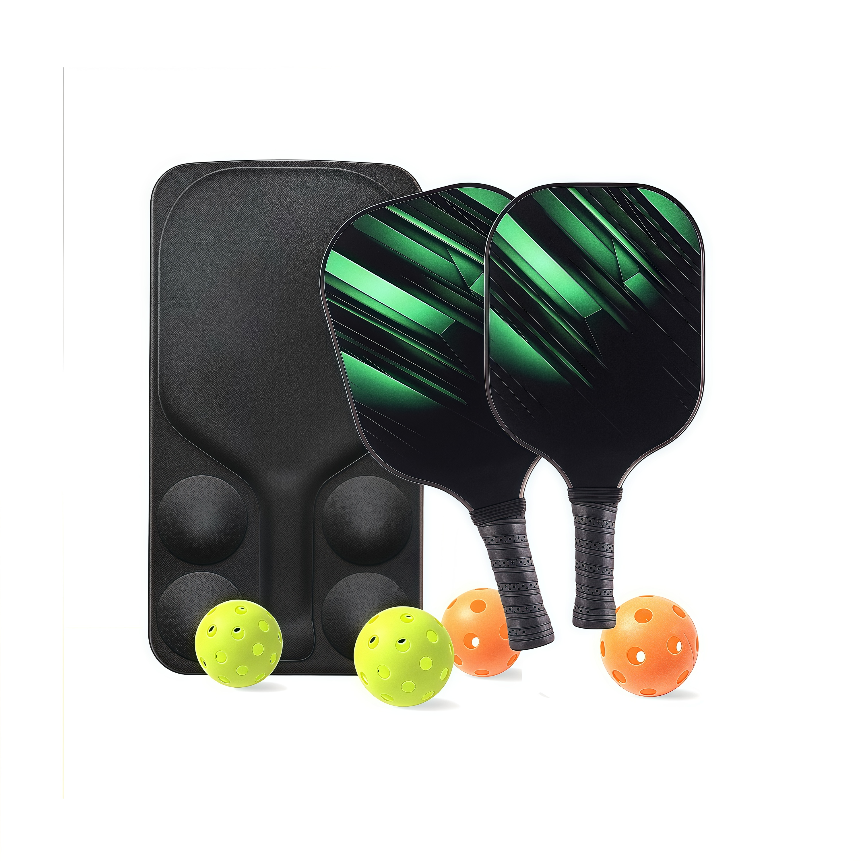Fiberglass Pickball Set, Pickleball Set with 2 Pickleball Rackets, Mesh Bag and 4 Ball, Pickleball Paddles Set ​for Men Women