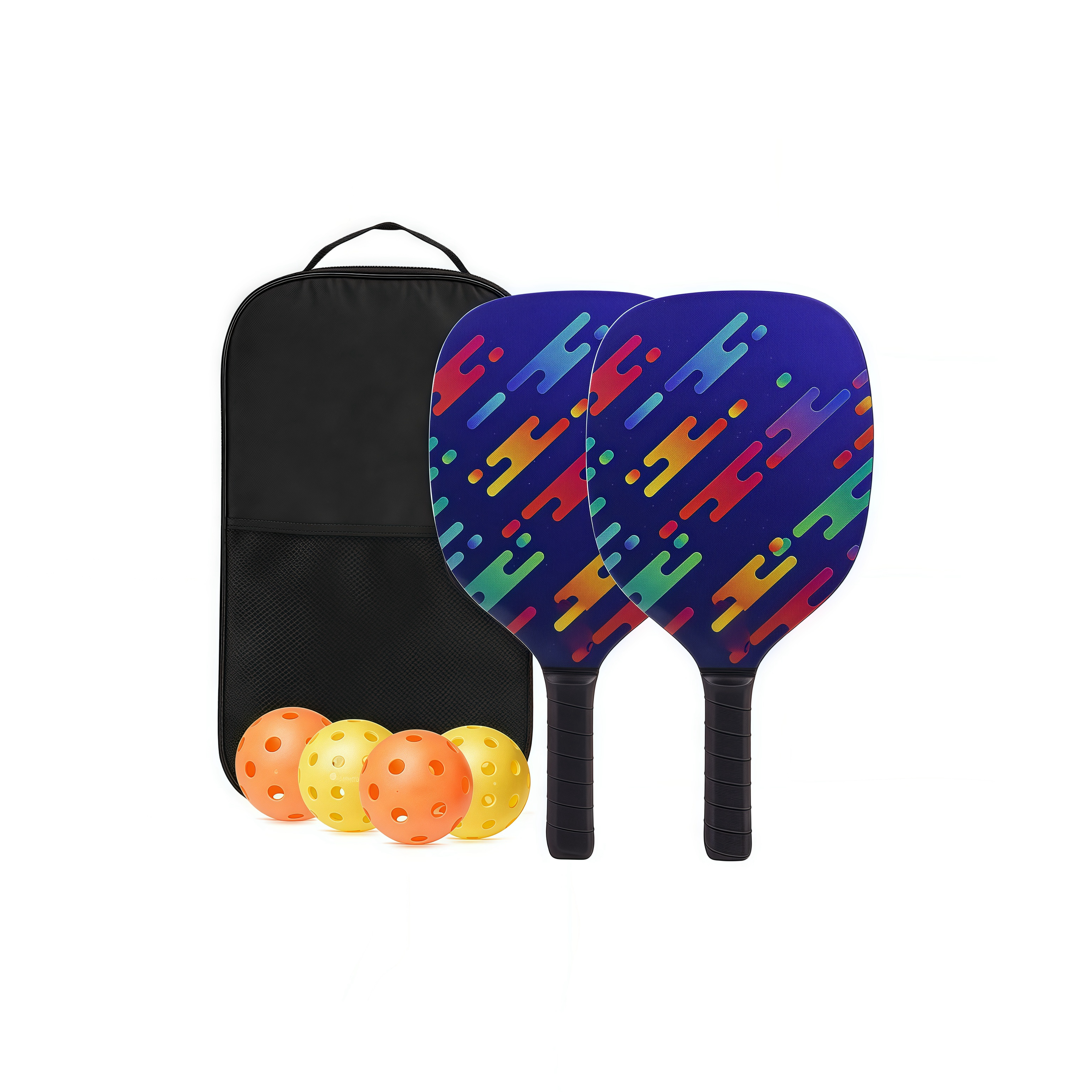 Wooden Fiber Pickball Set, Pickleball Set with 2 Pickleball Rackets, Mesh Bag and 4 Ball, Pickleball Paddles Set ​for Men Women