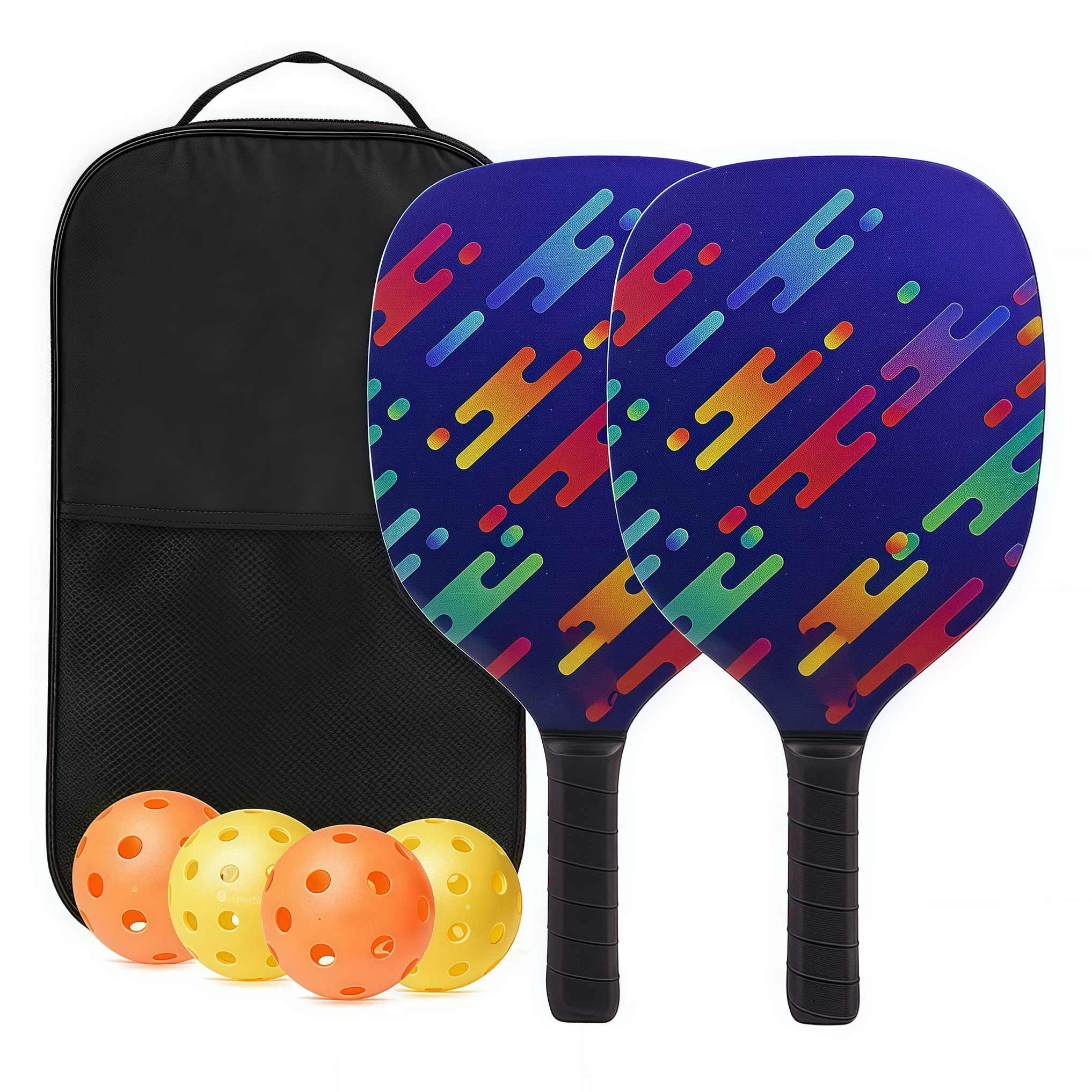 Wooden Fiber Pickball Set, Pickleball Set with 2 Pickleball Rackets, Mesh Bag and 4 Ball, Pickleball Paddles Set ​for Men Women