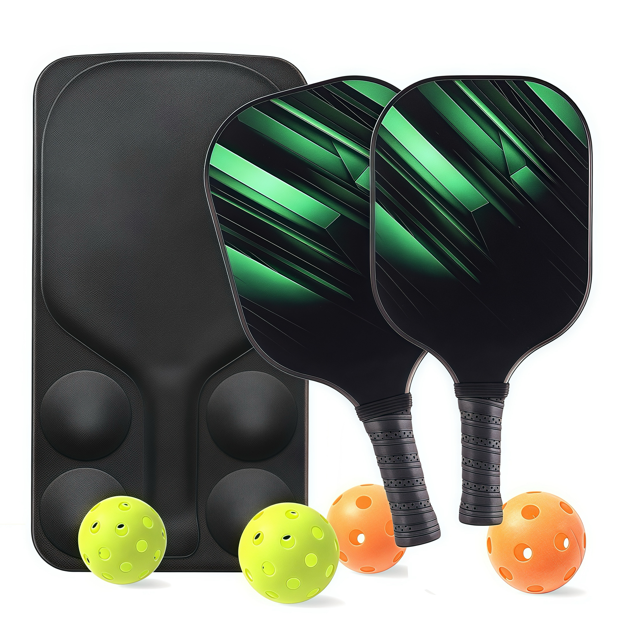 Fiberglass Pickball Set, Pickleball Set with 2 Pickleball Rackets, Mesh Bag and 4 Ball, Pickleball Paddles Set ​for Men Women