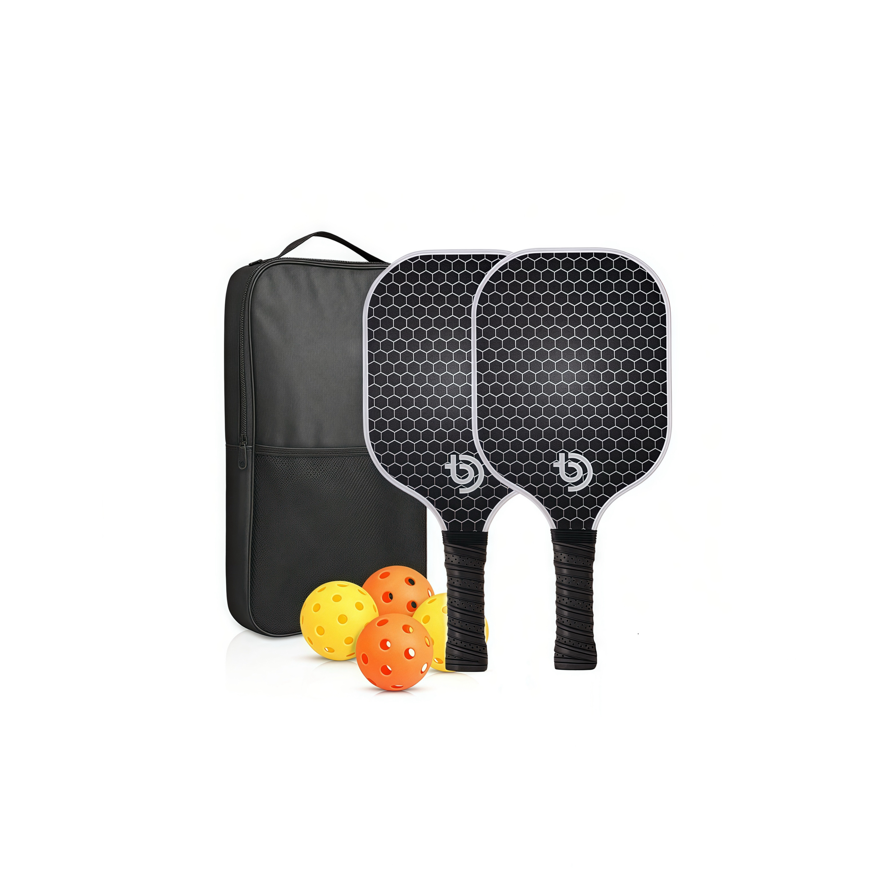 Carbon Fiber Pickball Set, Pickleball Set with 2 Pickleball Rackets, Mesh Bag and 4 Ball, Pickleball Paddles Set ​for Men Women