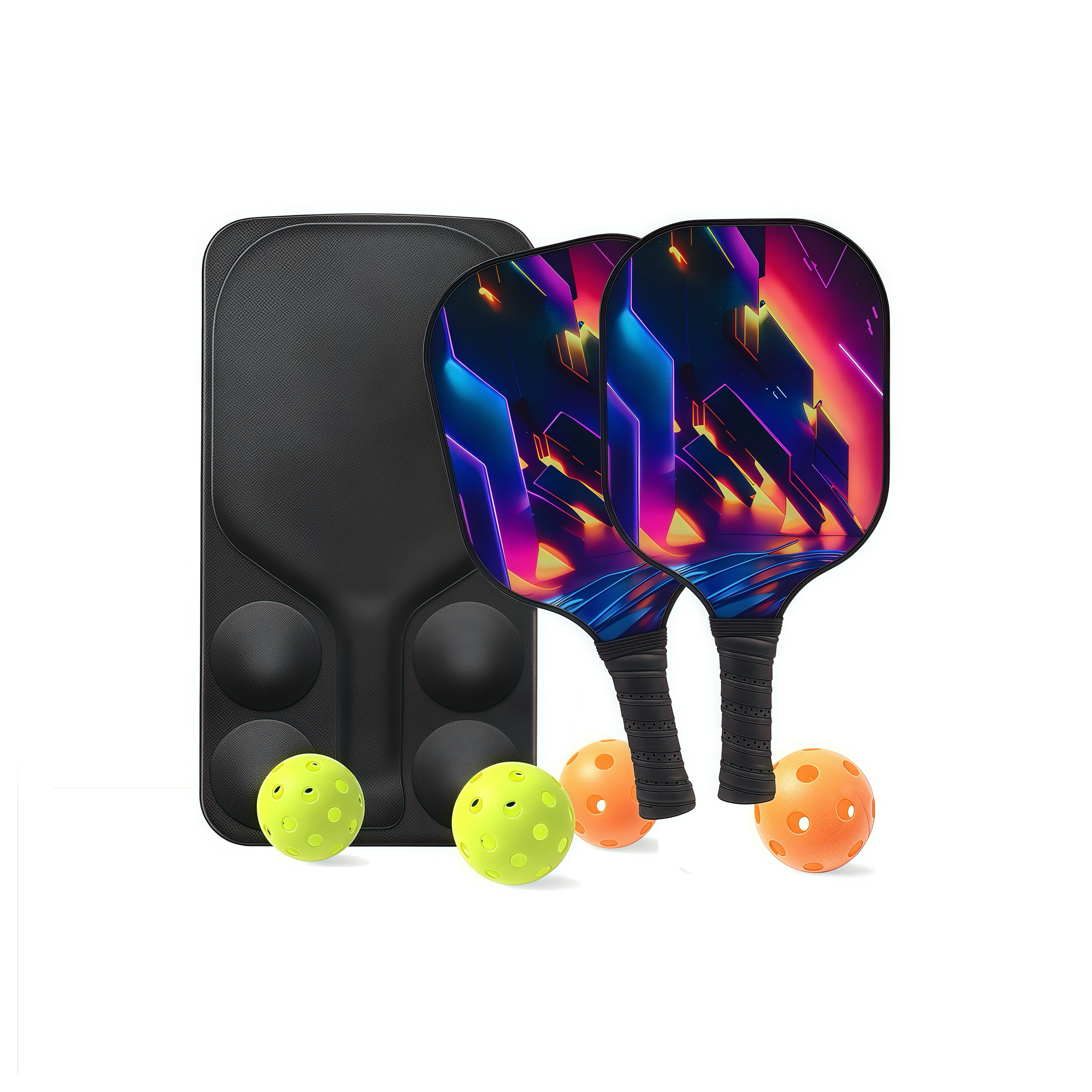 Youth Carbon Fiber Pickleball Set of 2, Pickleball Set with 2 Rackets, EVA Bag & 4 Ball