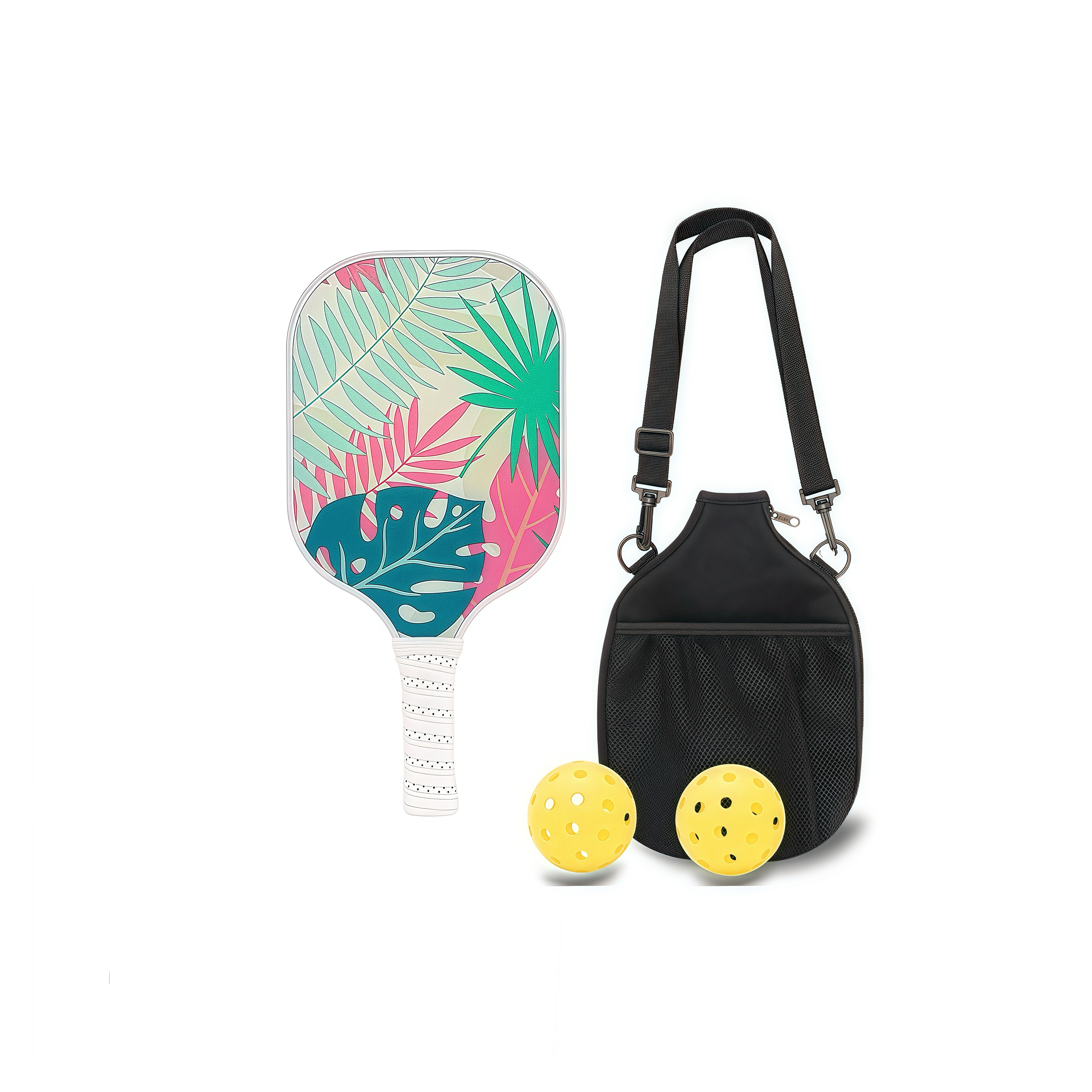 Premium Glass Fiber Pickleball Set with Single - Shoulder Bag 