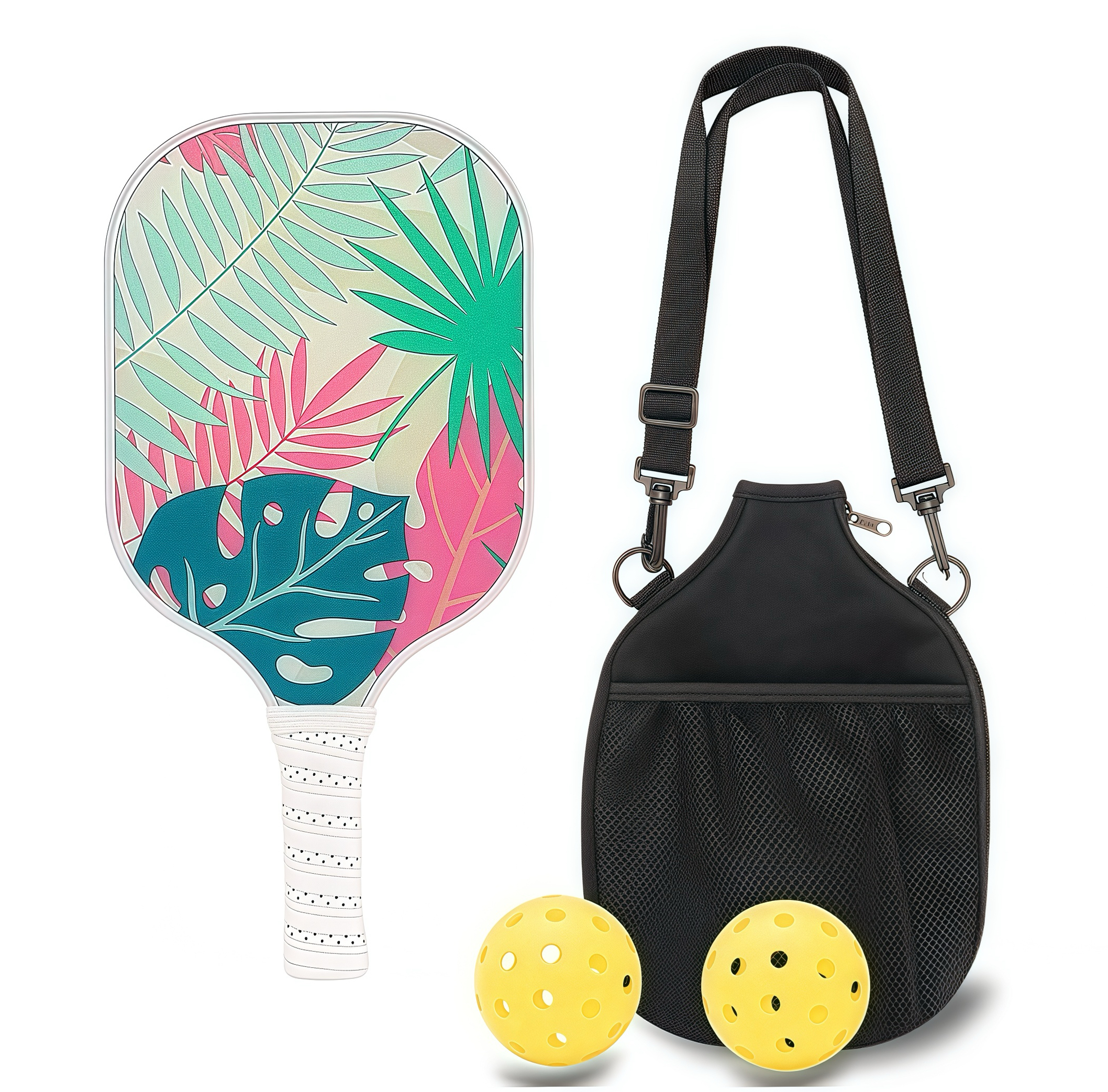 Premium Glass Fiber Pickleball Set with Single - Shoulder Bag 