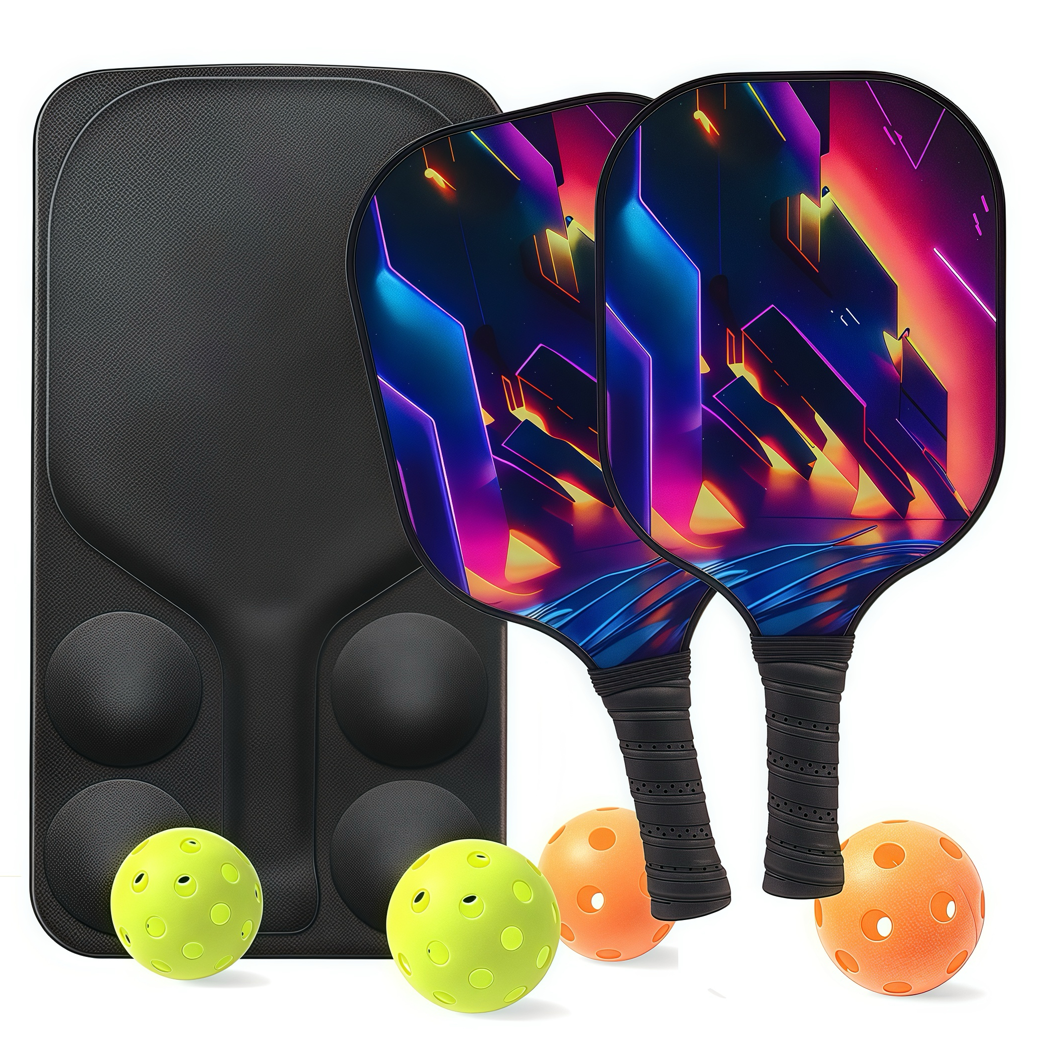 Youth Carbon Fiber Pickleball Set of 2, Pickleball Set with 2 Rackets, EVA Bag & 4 Ball