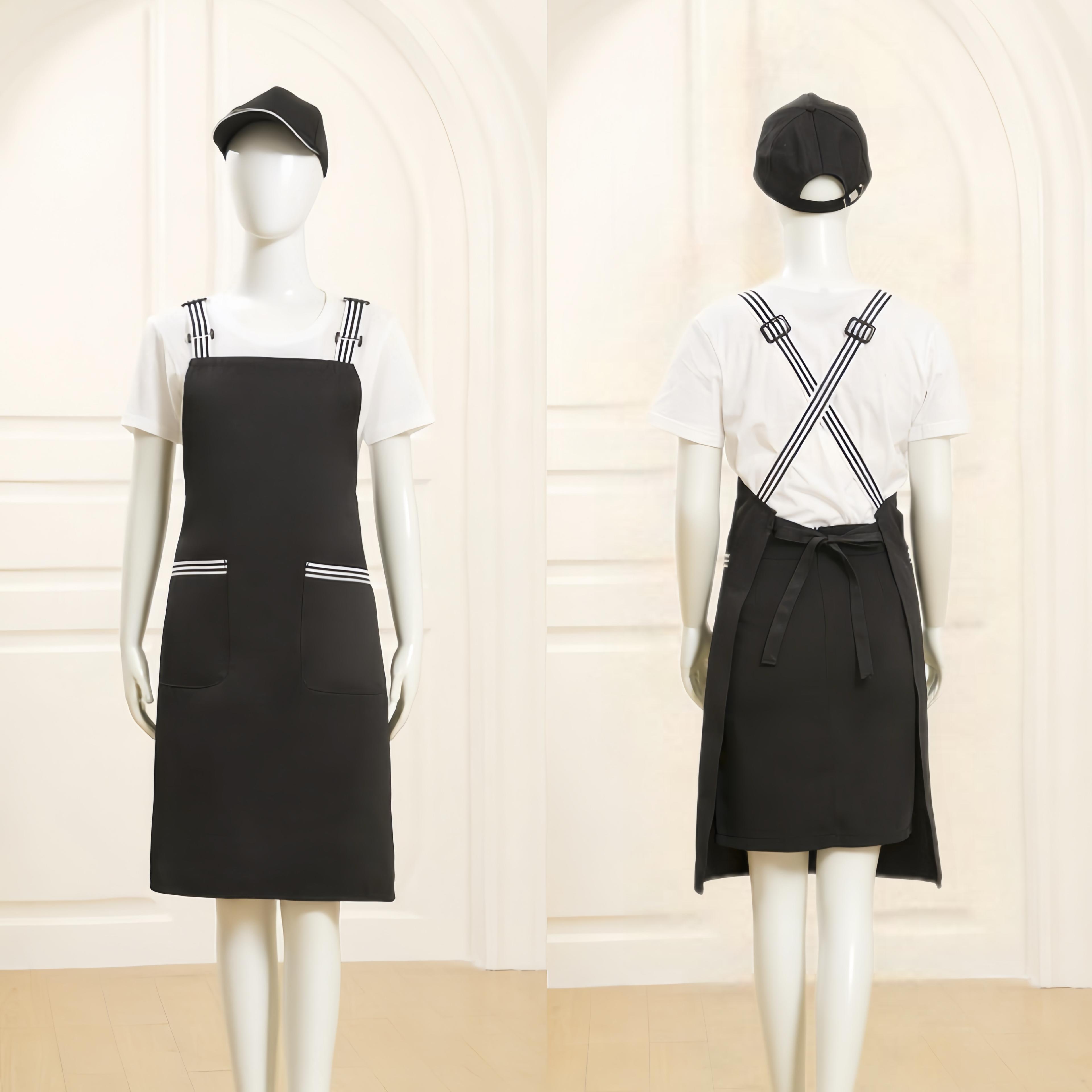 12 oz Woven knitted Kitchen Apron w/striped strap，/ 2 pocket