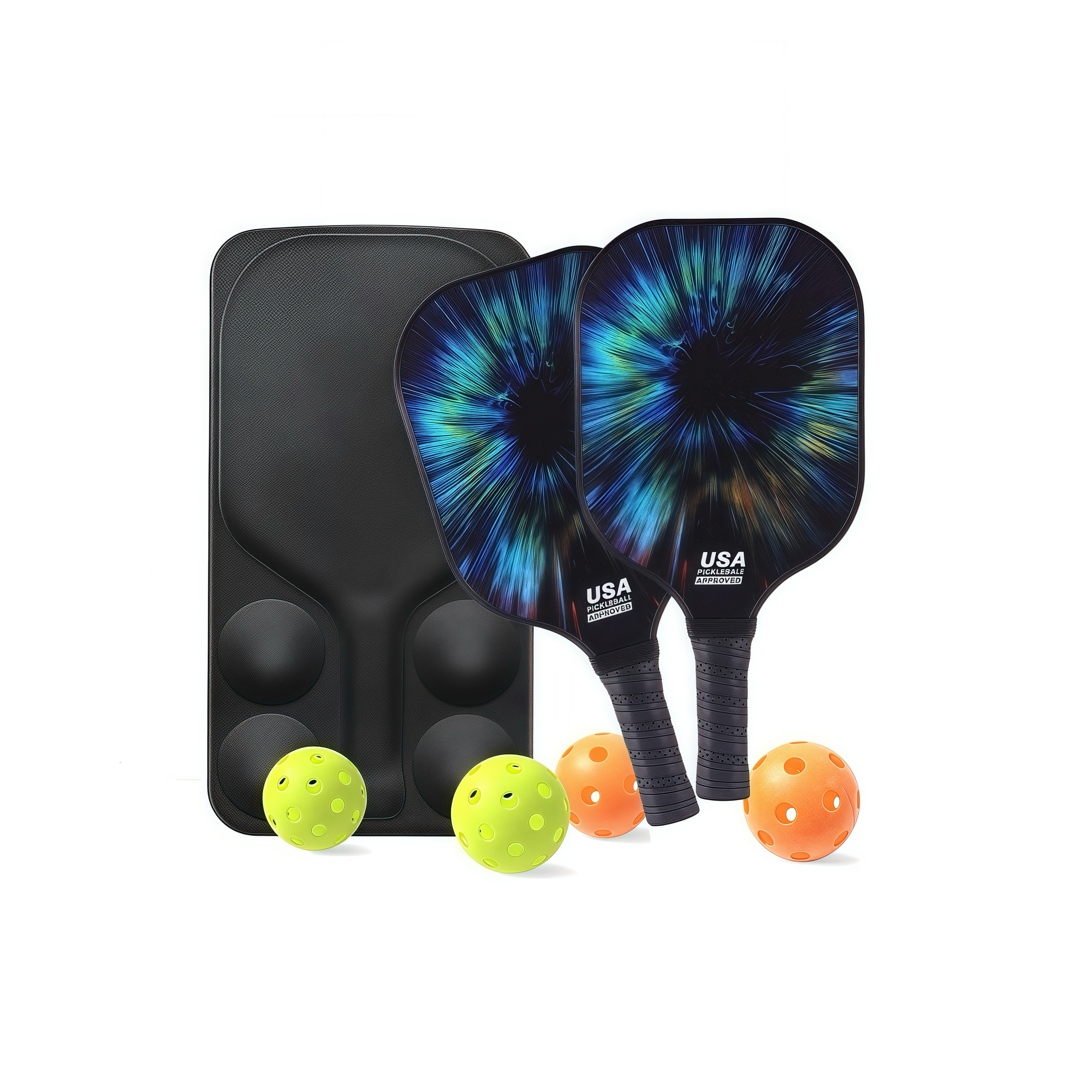 Carbon Fiber Pickball Set, Pickleball Set with 2 Pickleball Rackets, EVA Bag and 4 Ball, Pickleball Paddles Set ​for Men Women