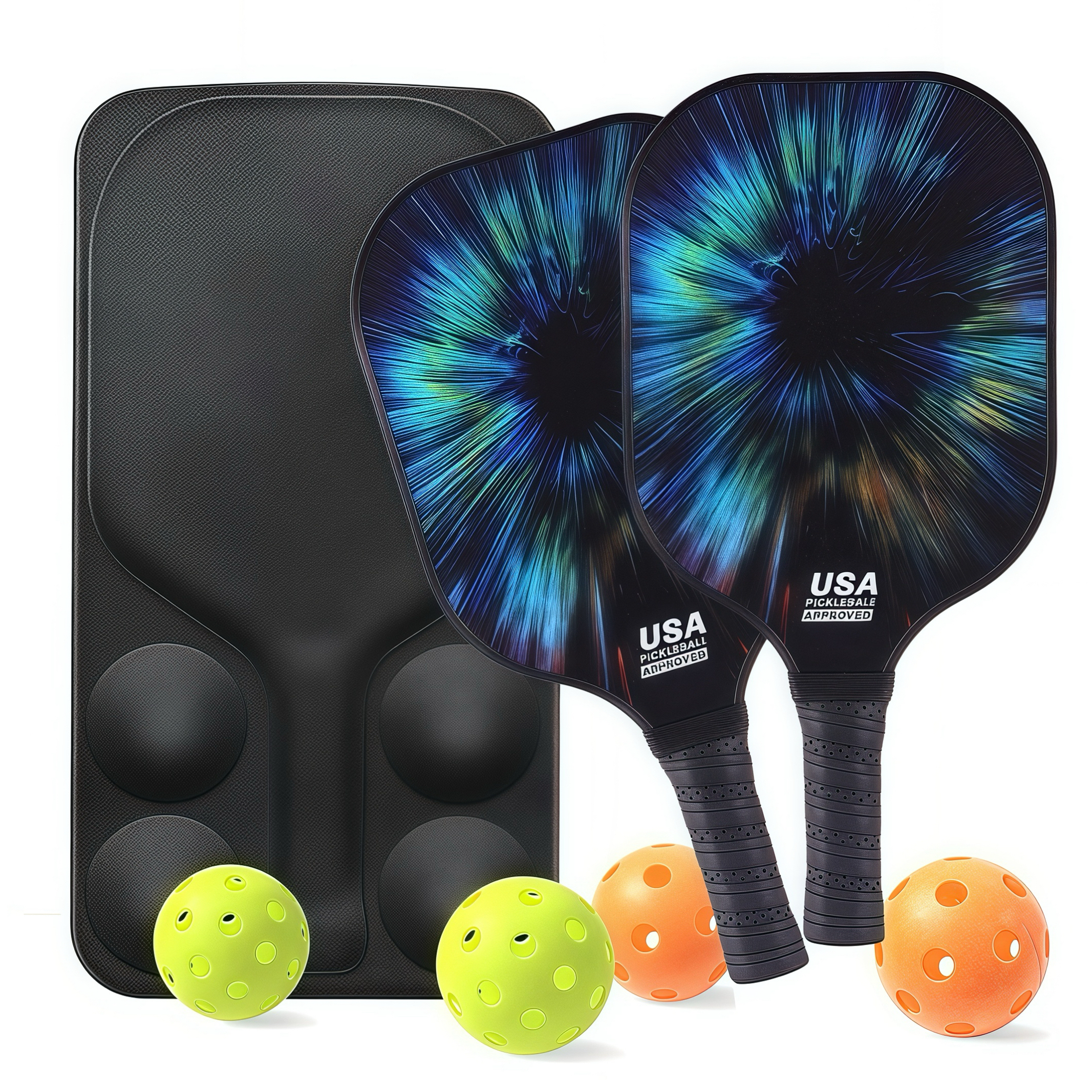 Carbon Fiber Pickball Set, Pickleball Set with 2 Pickleball Rackets, EVA Bag and 4 Ball, Pickleball Paddles Set ​for Men Women