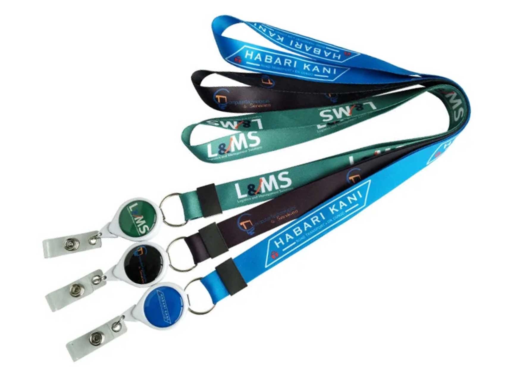 Dye sub polyester lanyard with badge reel 