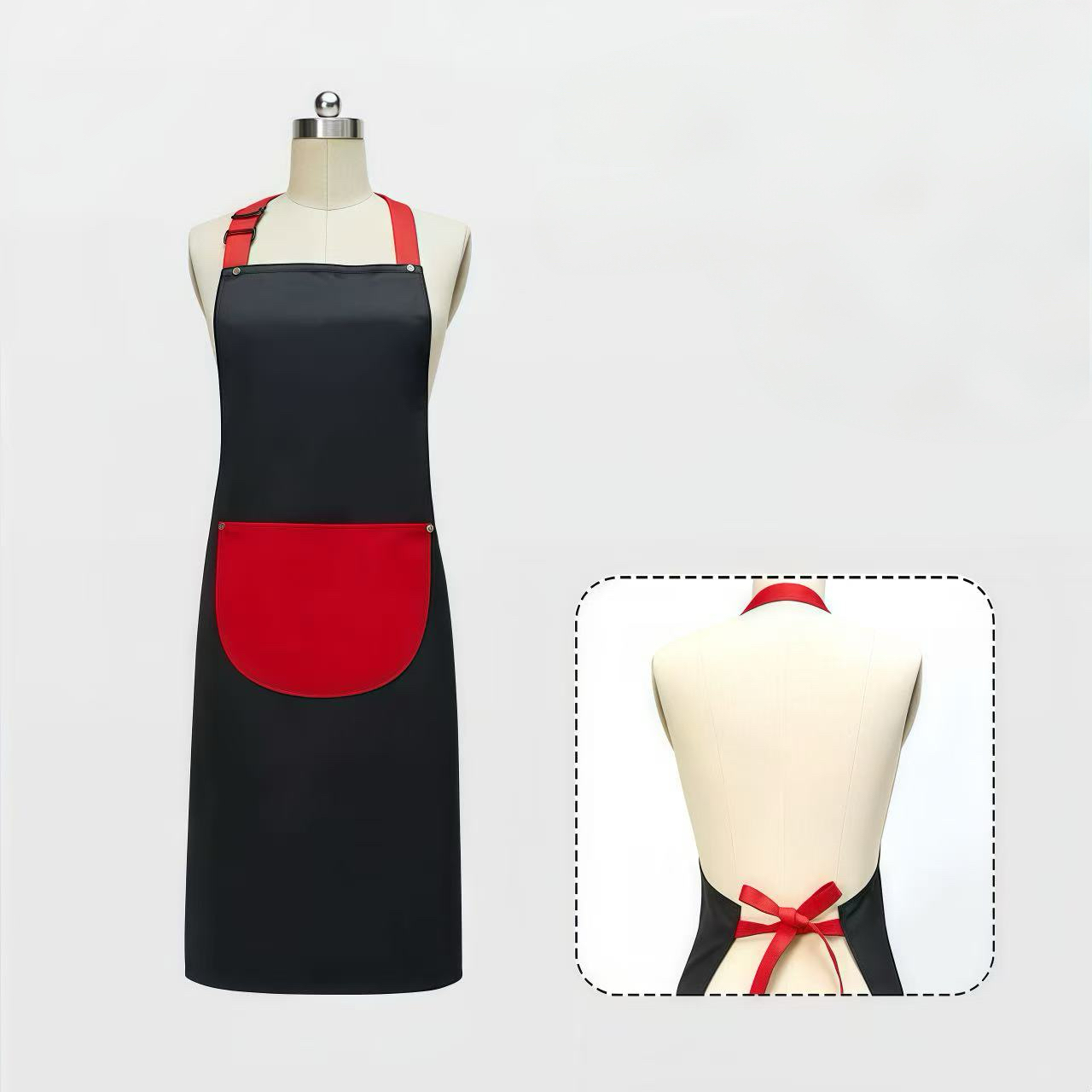12 oz. Double frock Kitchen Apron w/ Contrast strap & big Pocket