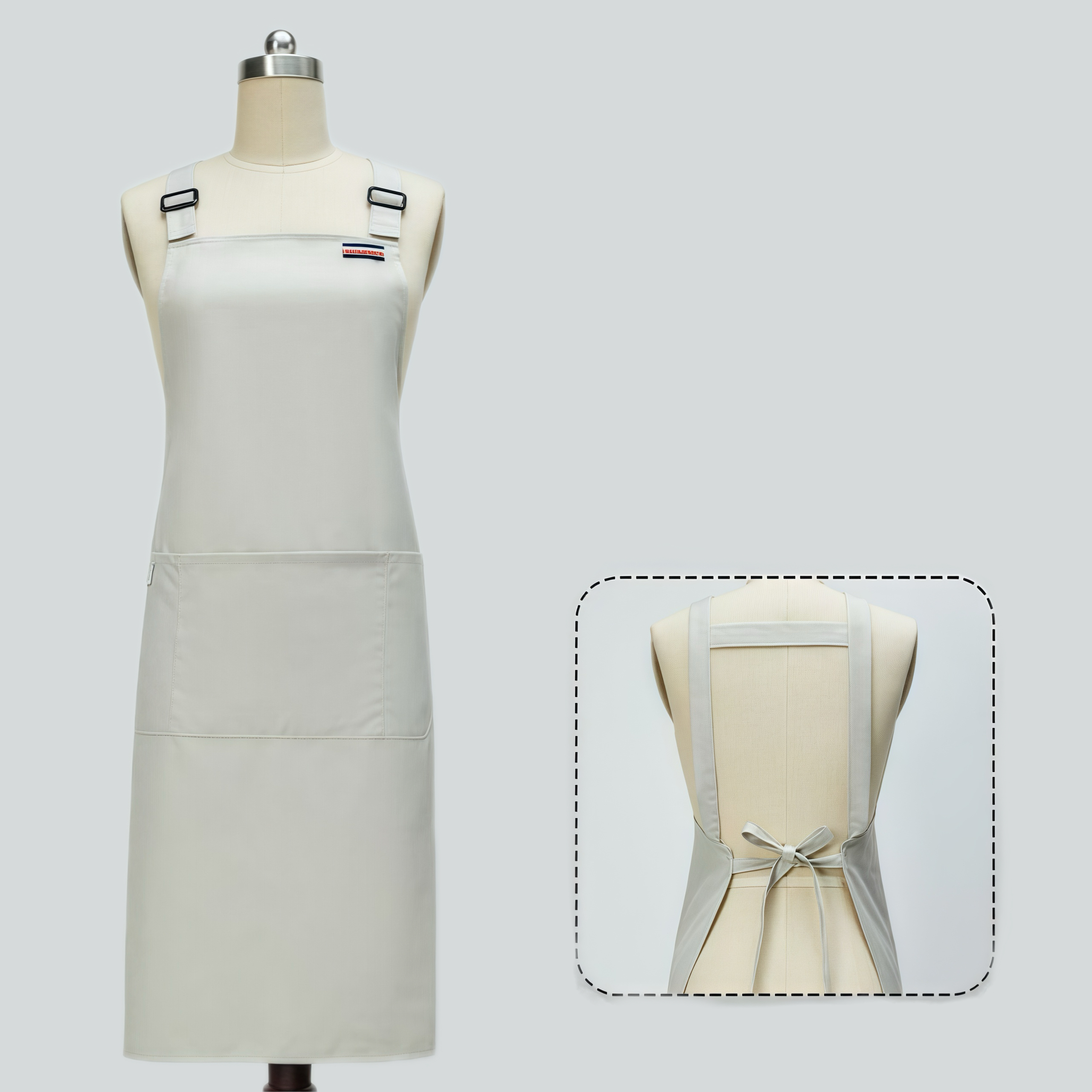 Kitchen Apron w/ Shoulder strap & 2 pockets,Stain-resistant