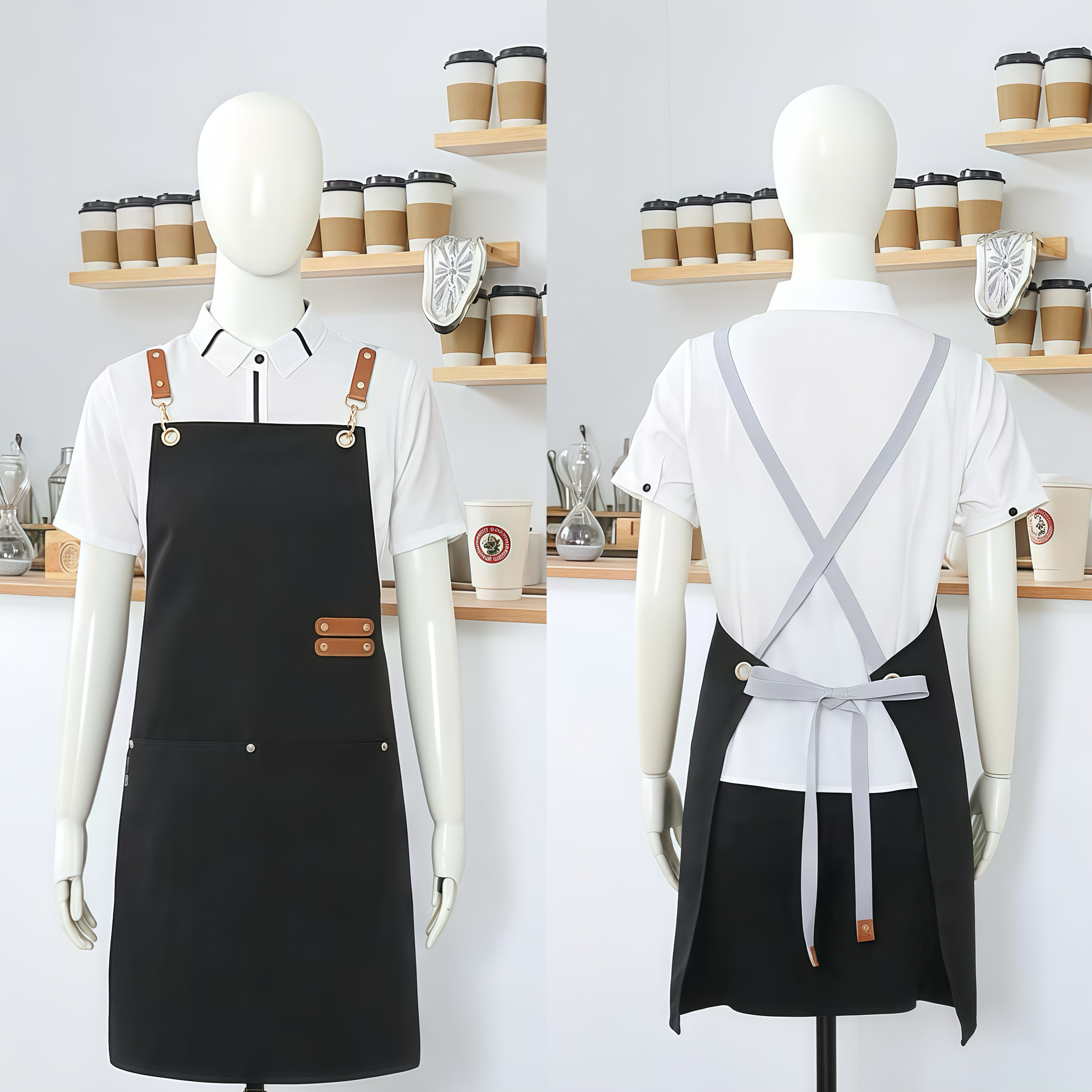 100% Cotton Canvas Kitchen Apron w/ Removable Cross Straps