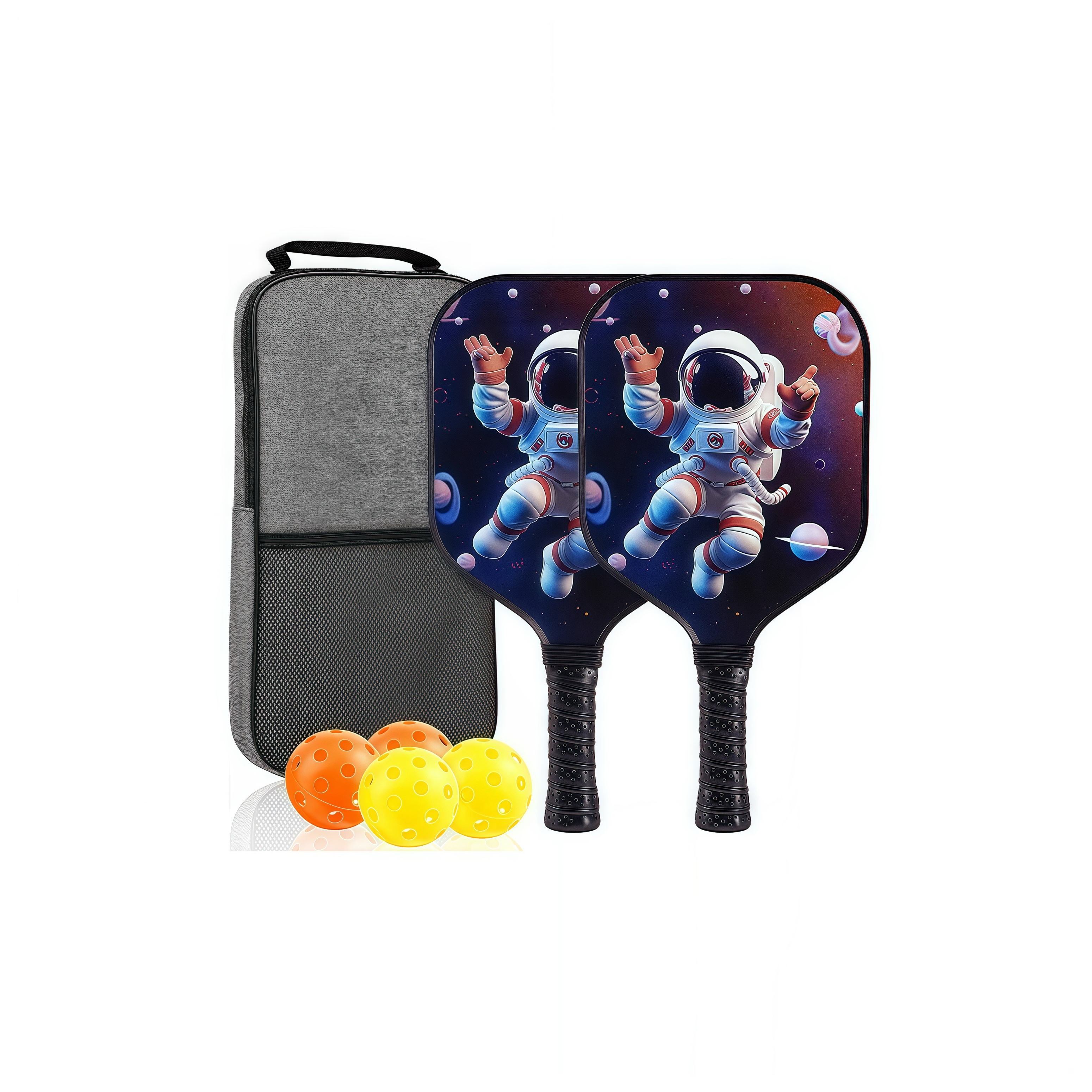 Youth Fiberglass Pickleball Set of 2, Pickleball Set with 2 Rackets, Mesh Bag & 4 Ball