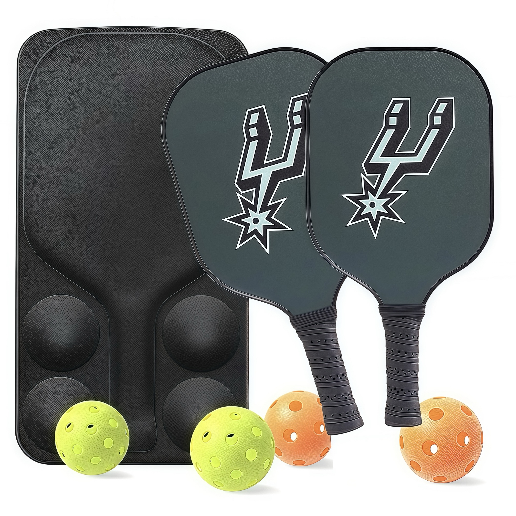 Youth Fiberglass Pickleball Set of 2, Pickleball Set with 2 Pickleball Rackets, EVA Bag & 4 Ball