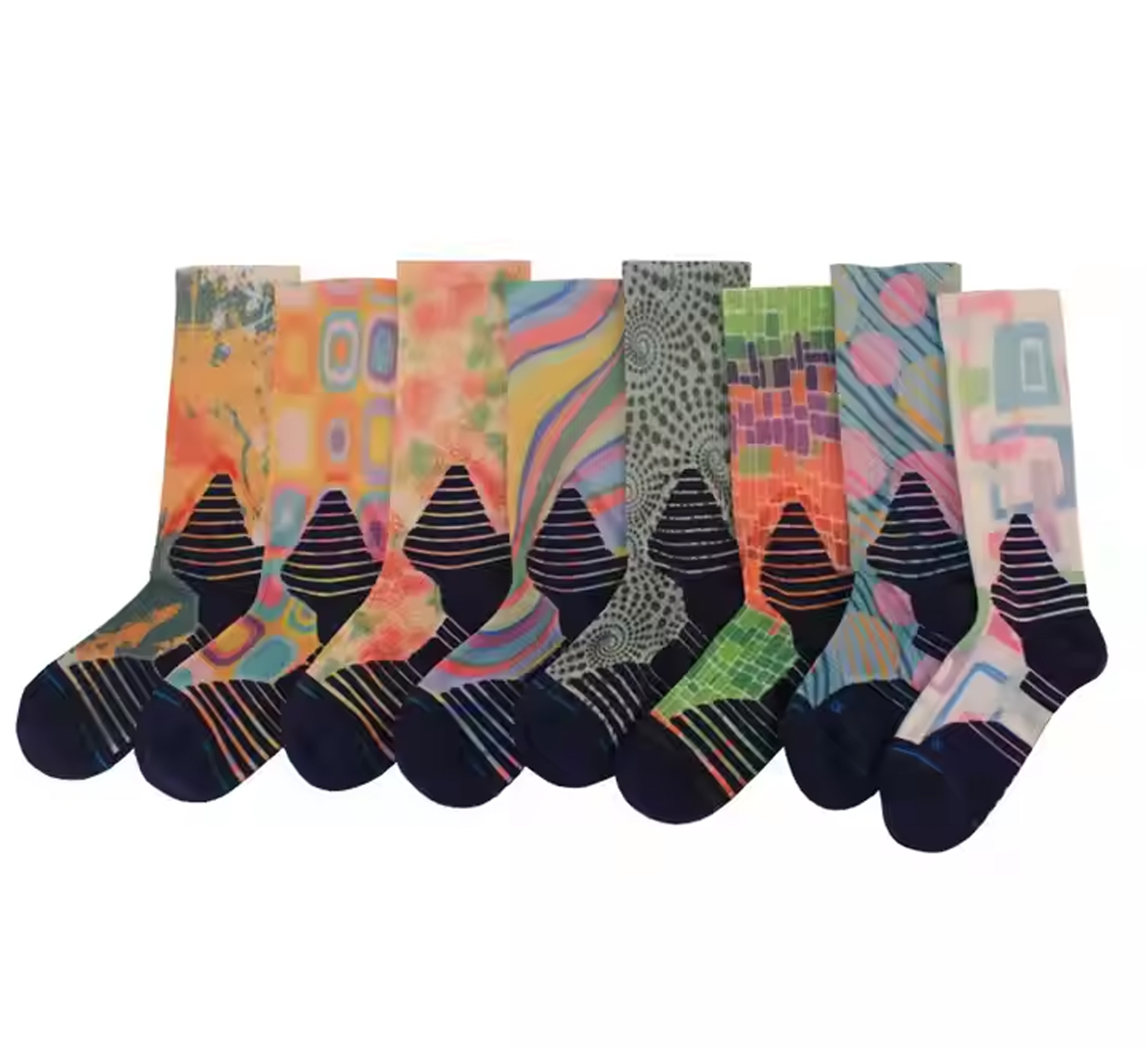 Mid crew 360 digital printed socks - women / sole with  cusion loop