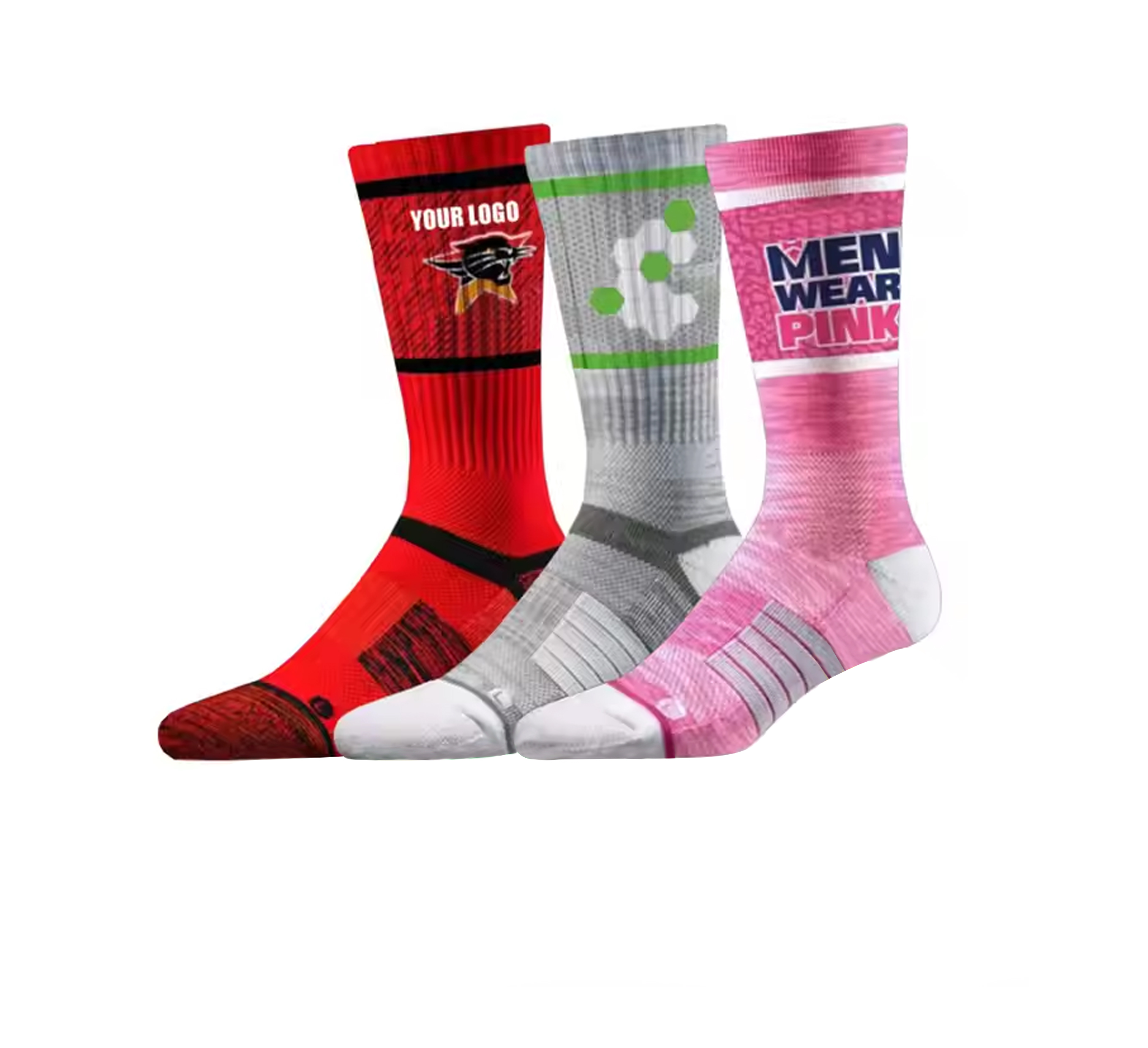 Mid crew sublimated full color socks-Man / sole with  cusion loop