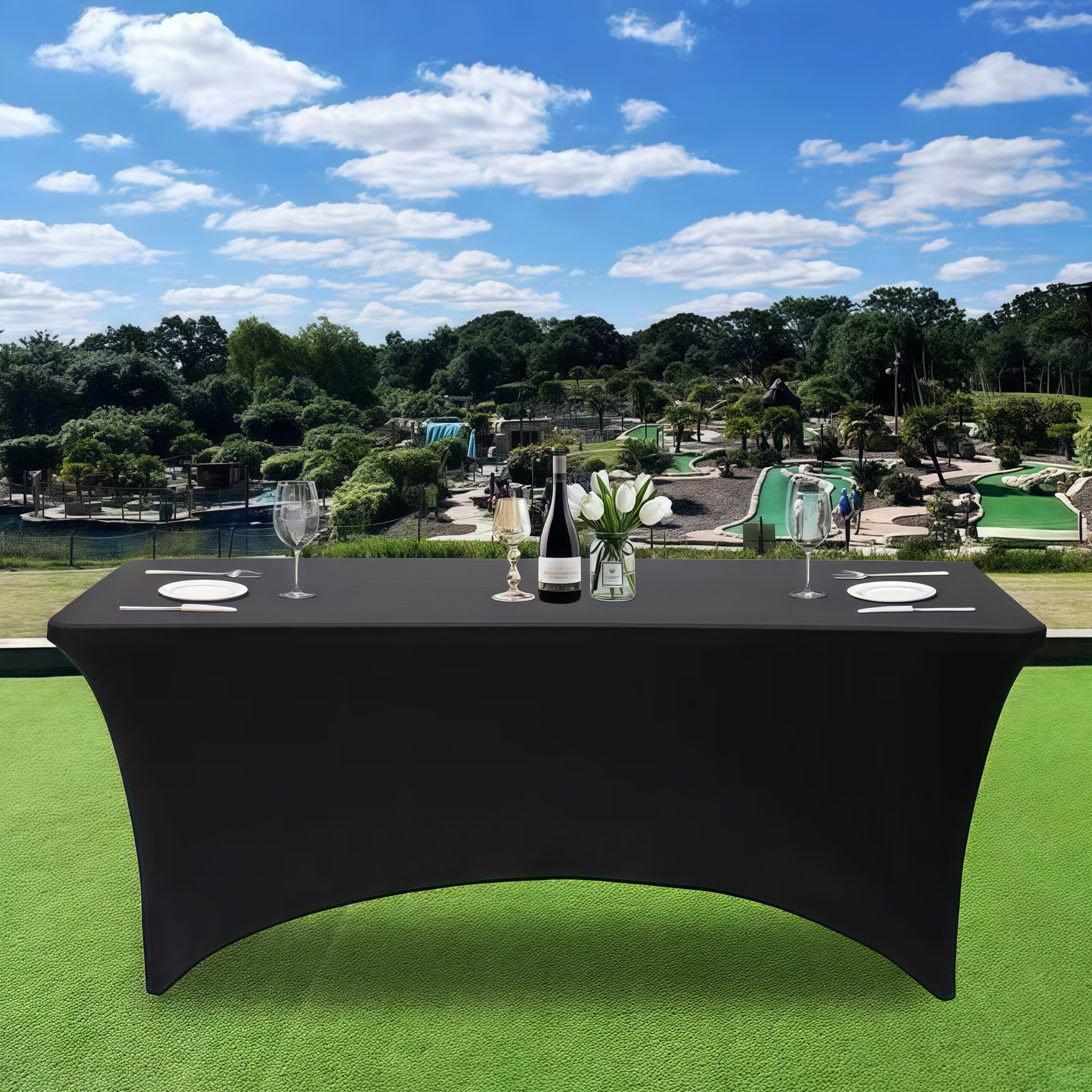 Custom Fitted Stretch Table Cover | Dye Sublimation Print (4ft-8ft)