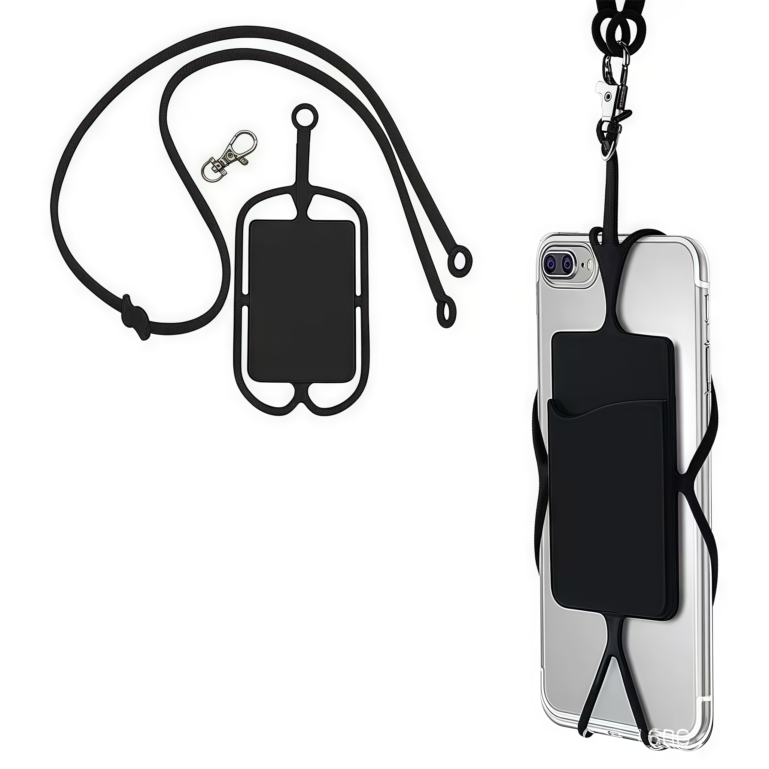3-in-1 Adhesive Silicone Phone Wallet: Lanyard + Card Holder Sleeve
